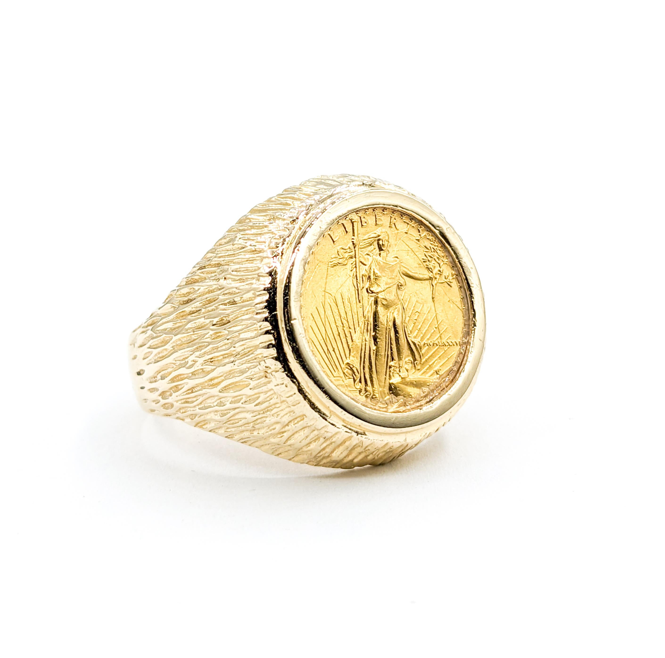 1/10th 2009 Liberty Gold Coin Bezel Set Ring For Sale 3