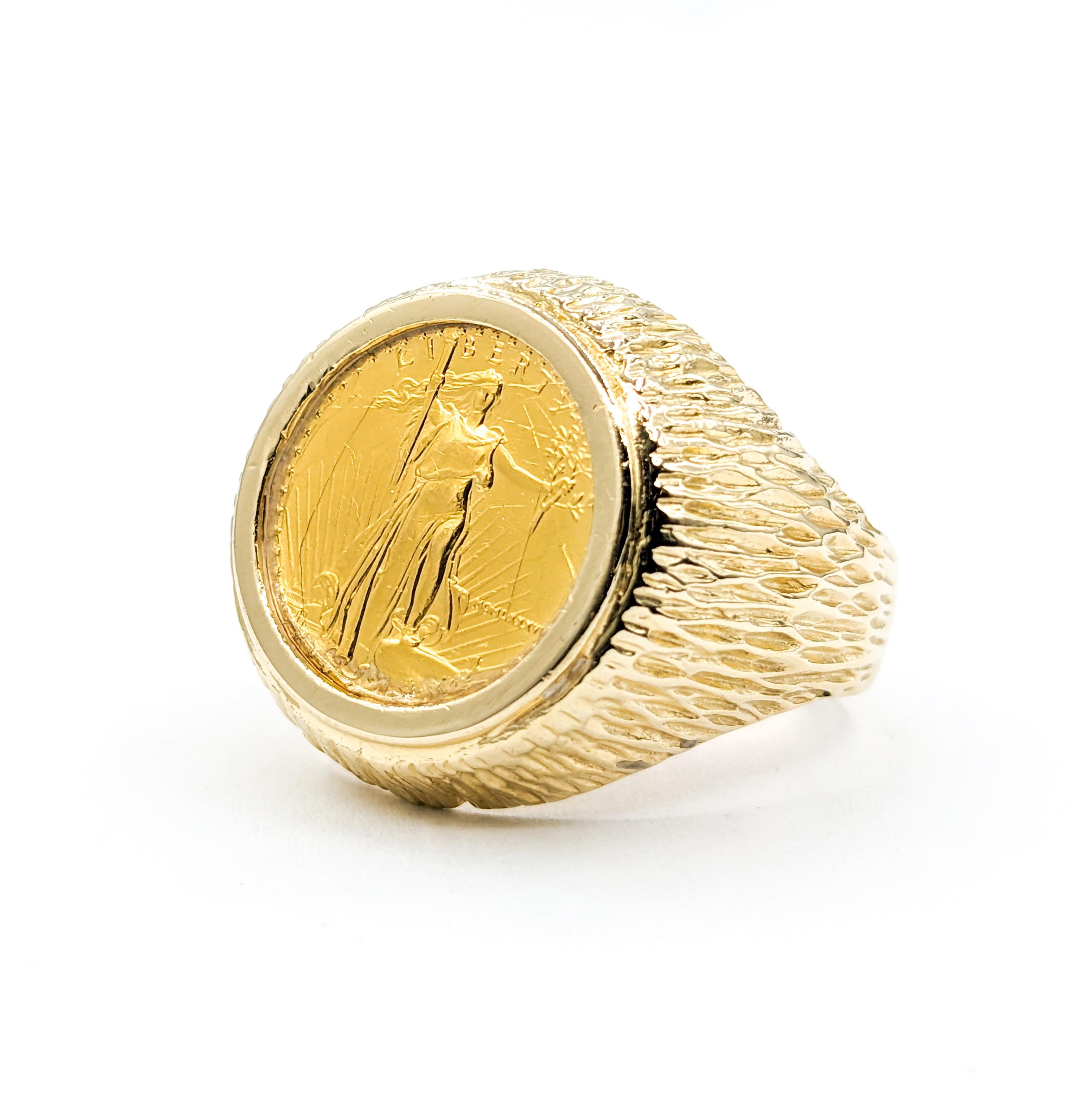 1/10th 2009 Liberty Gold Coin Bezel Set Ring In Good Condition For Sale In Bloomington, MN