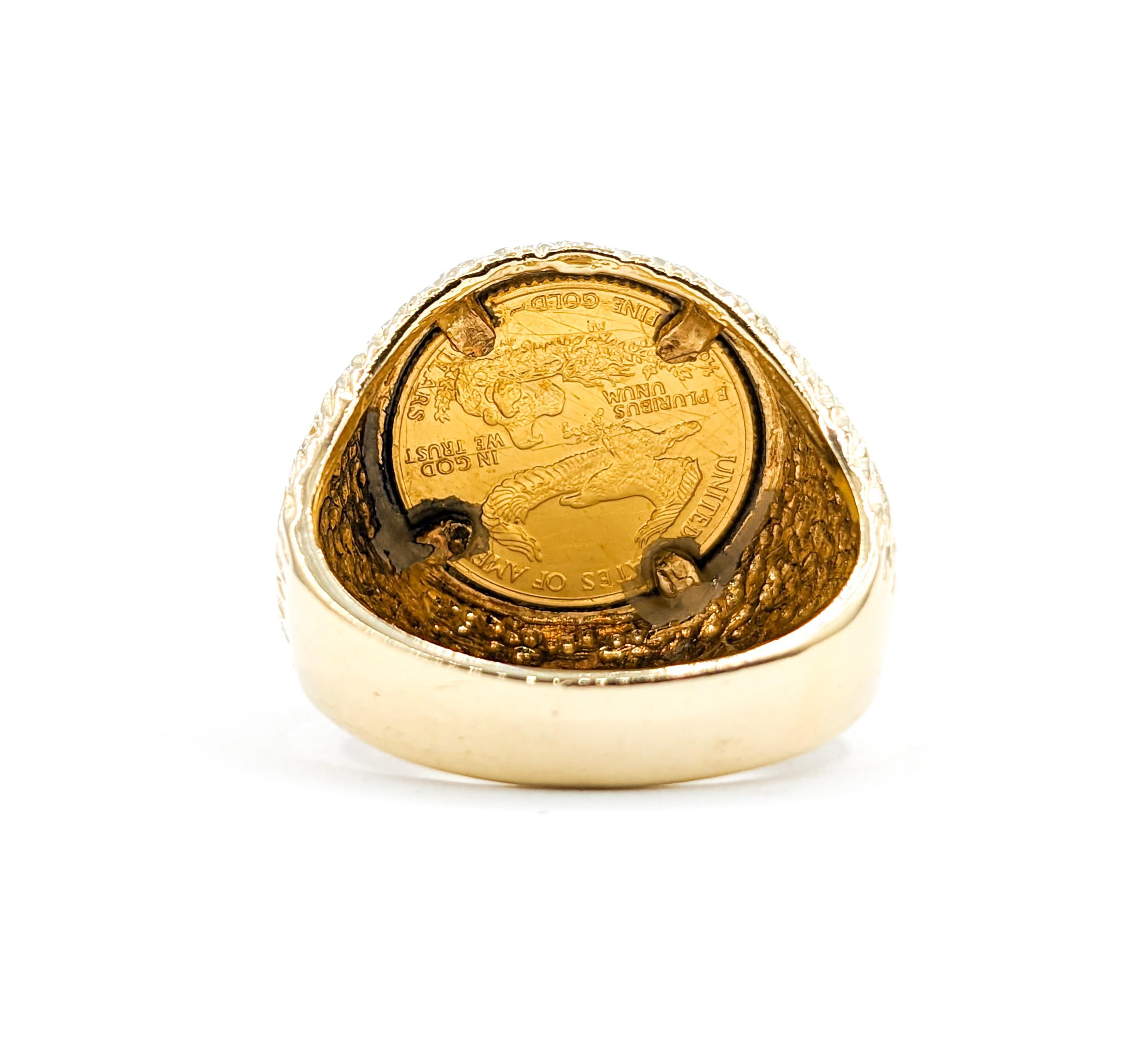 1/10th 2009 Liberty Gold Coin Bezel Set Ring For Sale 1