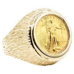 1/10th 2009 Liberty Gold Coin Bezel Set Ring