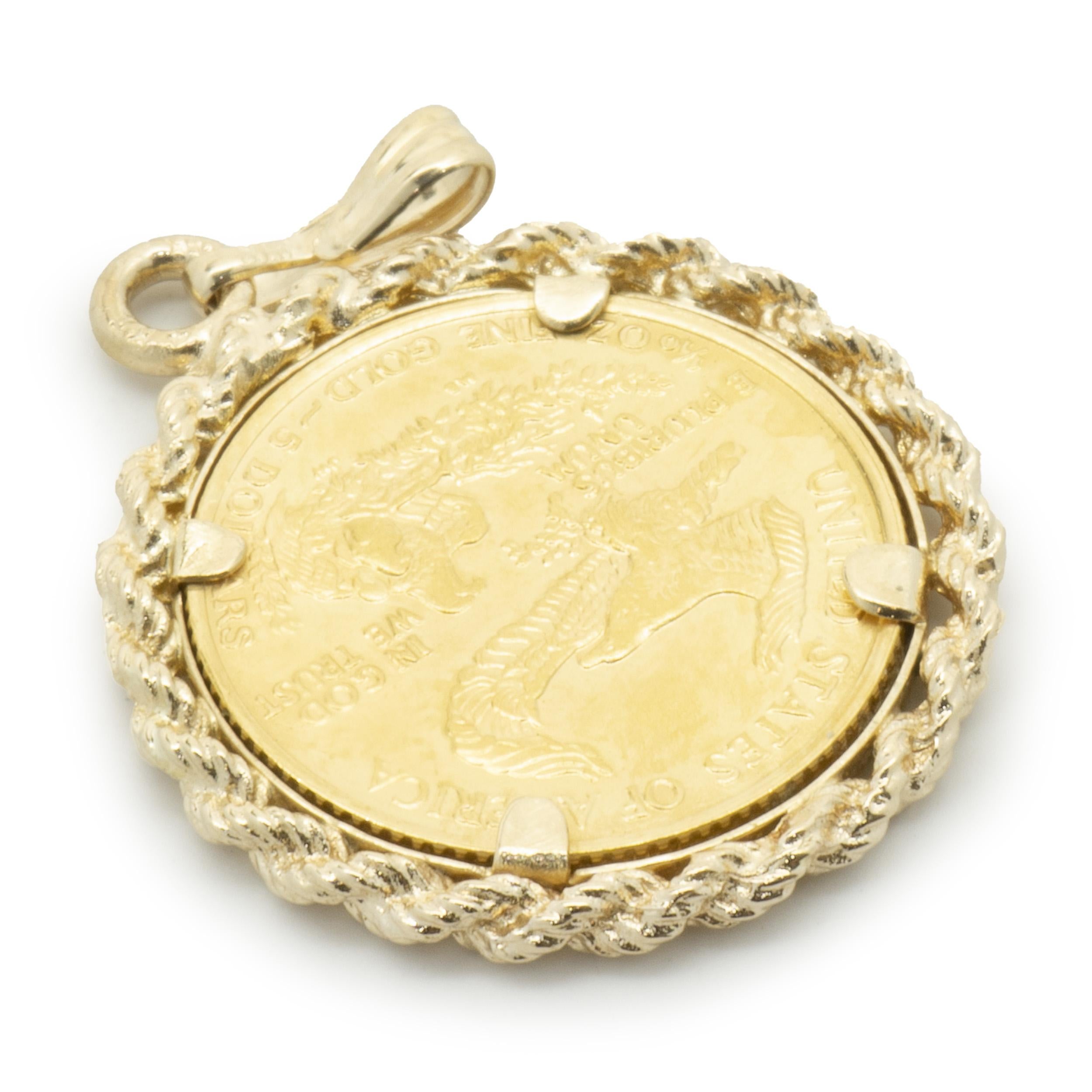 1 / 10th Liberty Coin in 14 Karat Yellow Gold Bezel In Excellent Condition In Scottsdale, AZ