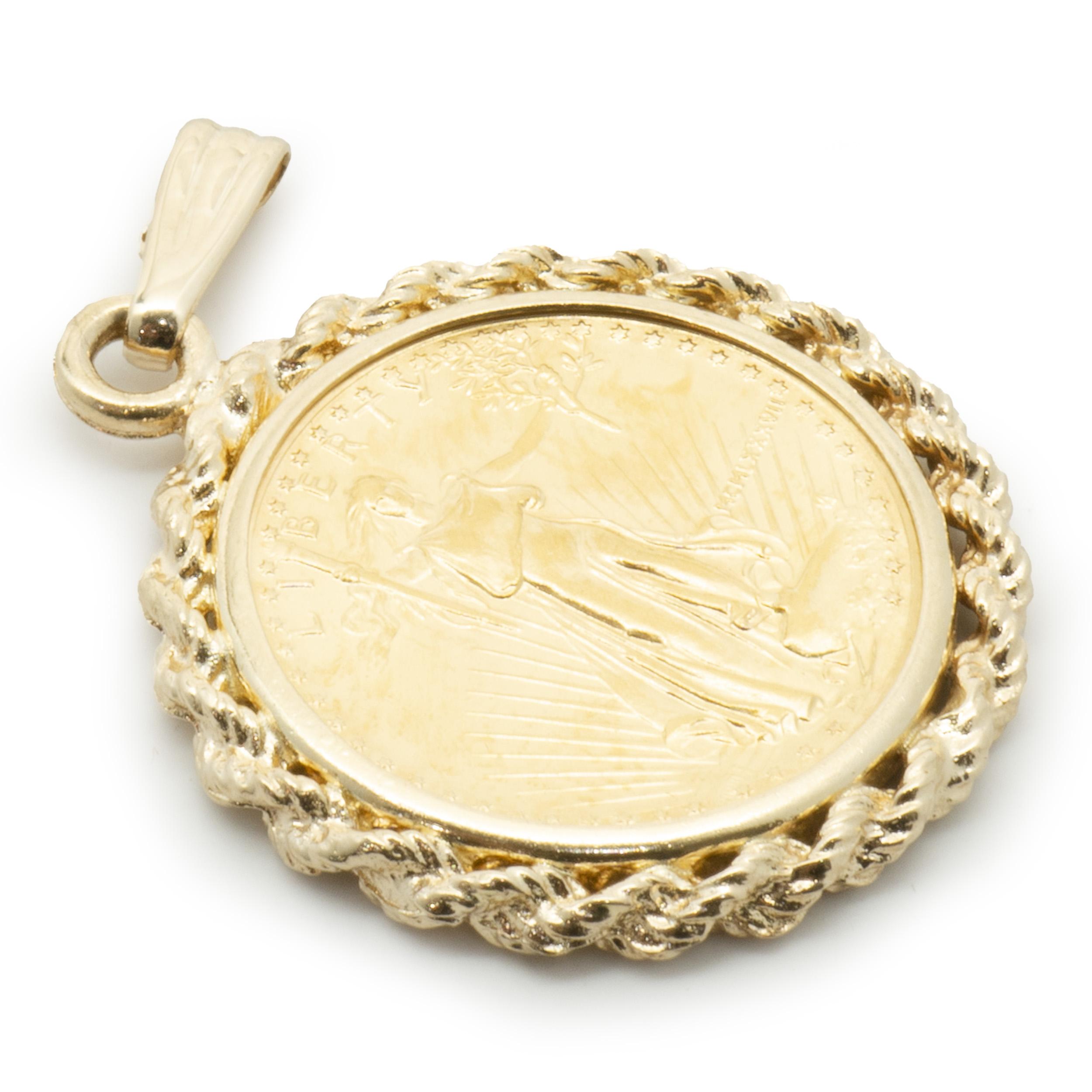 Women's 1 / 10th Liberty Coin in 14 Karat Yellow Gold Bezel