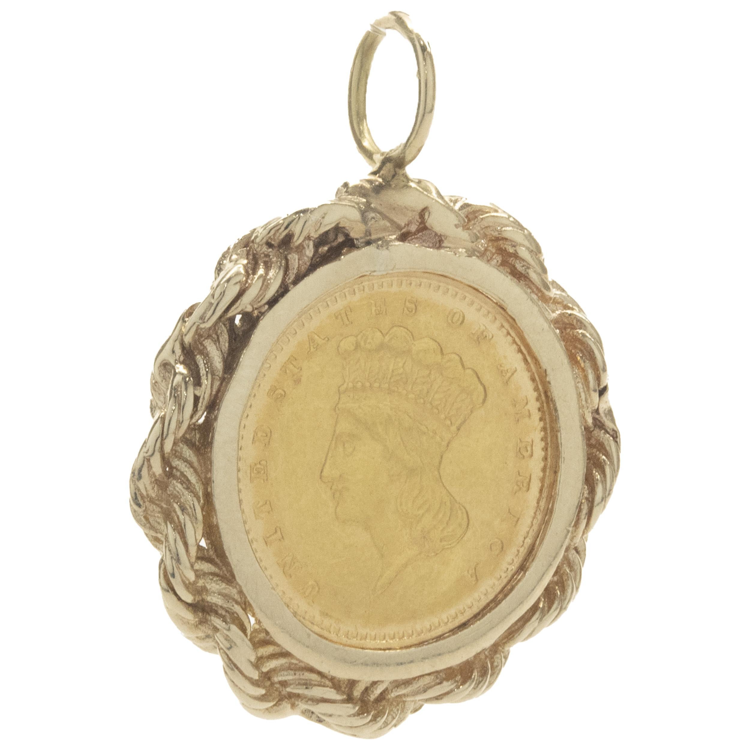 1887 U.S. Liberty Coin on 14 Karat Yellow Gold Bezel Pendant In Excellent Condition In Scottsdale, AZ