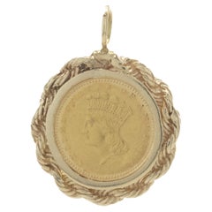 1887 U.S. Liberty Coin on 14 Karat Yellow Gold Bezel Pendant