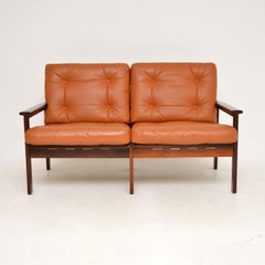 1 1960's Danish Leather Capella Sofa by Illum Wikkelso
