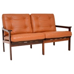 1 1960's Danish Leather Capella Sofa by Illum Wikkelso