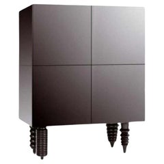 1 + 1M Multileg Cabinet in Black Glossy Laquer and Glass Top Finish
