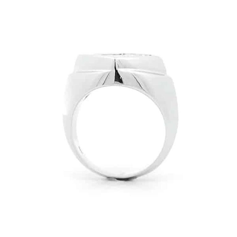 Princess Cut 1 2/3 Carat Diamond Designer Gents Ring in 18K White Gold For Sale
