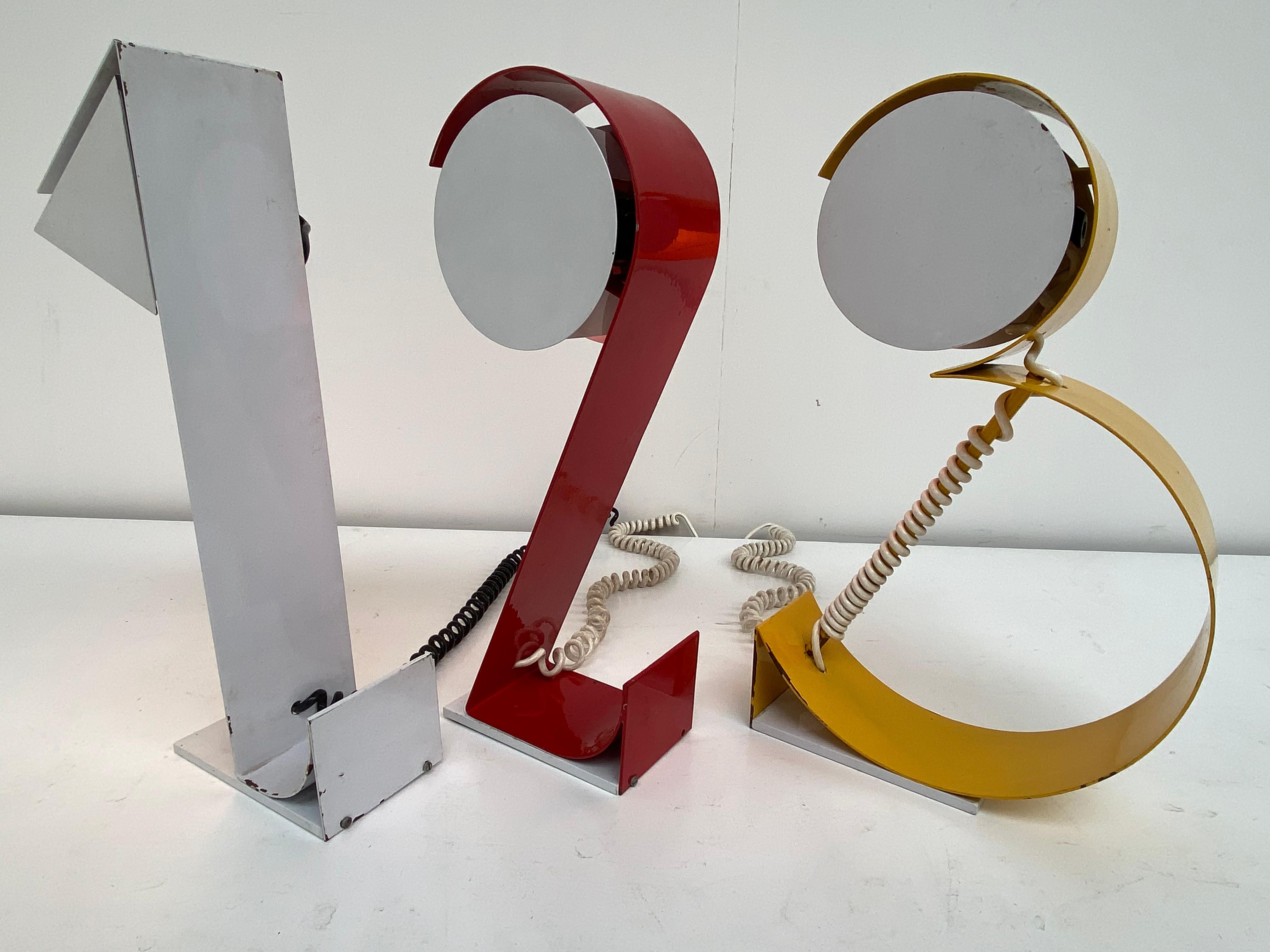 1 2 3 lampes de bureau post-modernes géométriques Pop Art françaises des années 1980 en vente 7