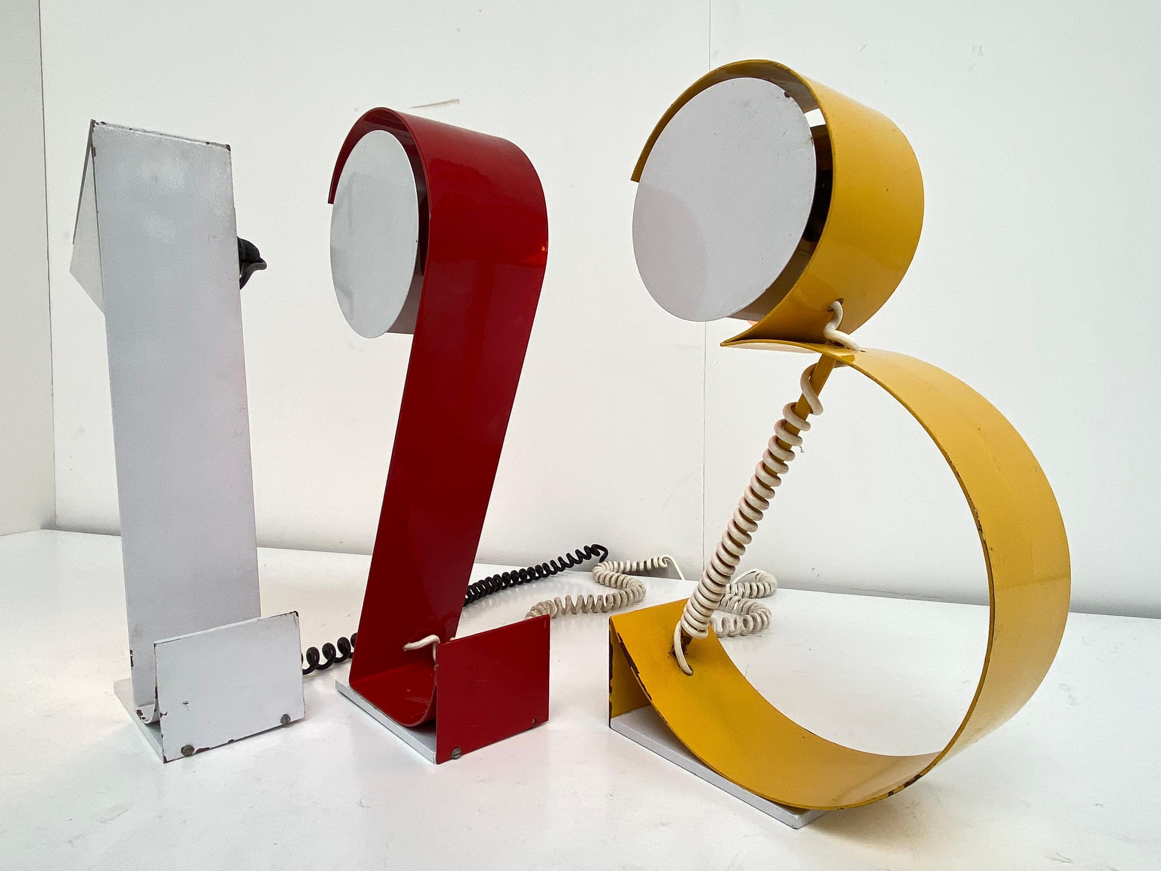 Post-Modern 1 2 3 Table Lamps Post Modern Geometric French Pop Art 1980's For Sale