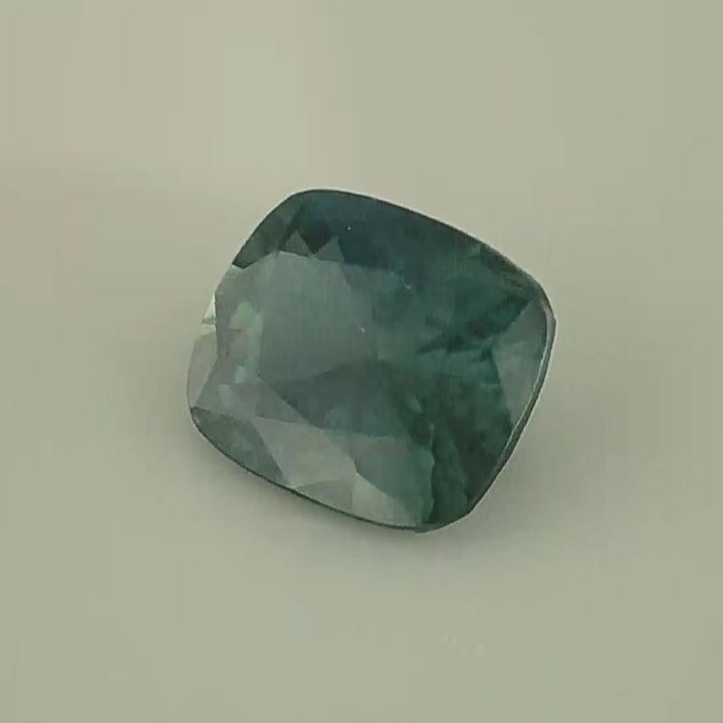 1 2/5 Carat Cushion Greenish Blue Sapphire GIA In New Condition For Sale In San Francisco, CA