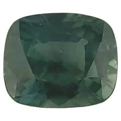 Saphir bleu verdâtre taille coussin de 1 2/5 carat certifié GIA