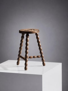 1 /2 BRUTALIST RUSTIC-MODERN Stool or Side Table by CHARLES DUDOUYT, France 1950