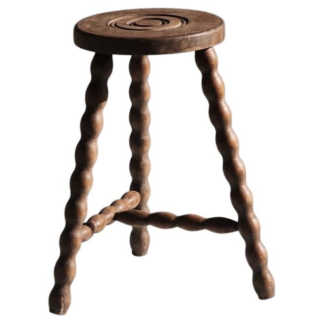 1 /2 BRUTALIST RUSTIC-MODERN Stool or Side Table by CHARLES DUDOUYT, France 1950