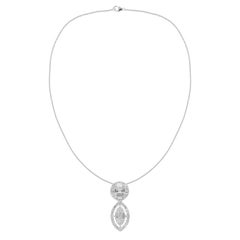 1/2 Carat Baguette Diamond Pendant Necklace 18 Karat White Gold Handmade Jewelry