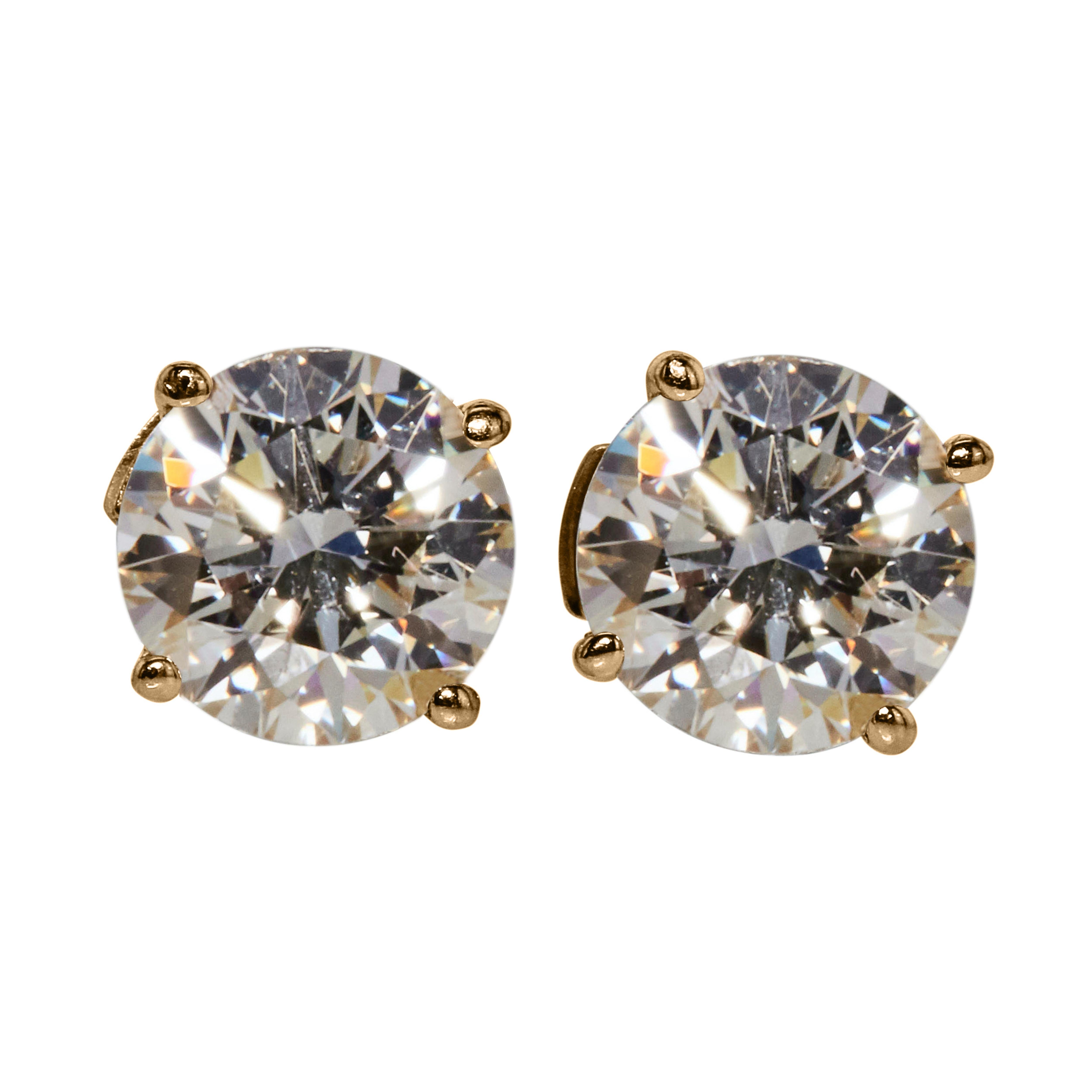 Classic over 1/2 Carat solitaire diamond stud earrings in 14k yellow gold. Pair of natural earth-mined round brilliant diamonds weighing approx. 0.70 carats are prong-set in these 14K basket studs.

Diamond stud earrings come with a fine velvet