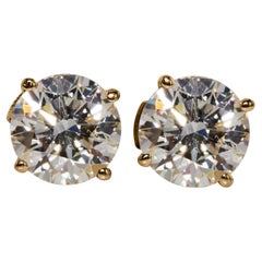 Clous d'oreilles solitaires ronds en or 14 carats avec 2 véritables diamants naturels de 1/2 carat