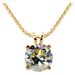 1/3 Carat Ct Brilliant Round Solitaire Diamond Pendent in 14k Yellow Gold