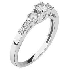 1/2 Carat Certified Diamond 3-Stone Ring in 14 Karat White Gold