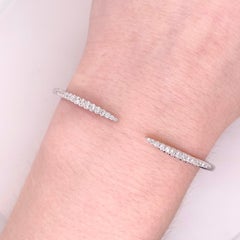 Diamond Spike Flex Bracelet 14K White Gold Flexible Cuff Bangle