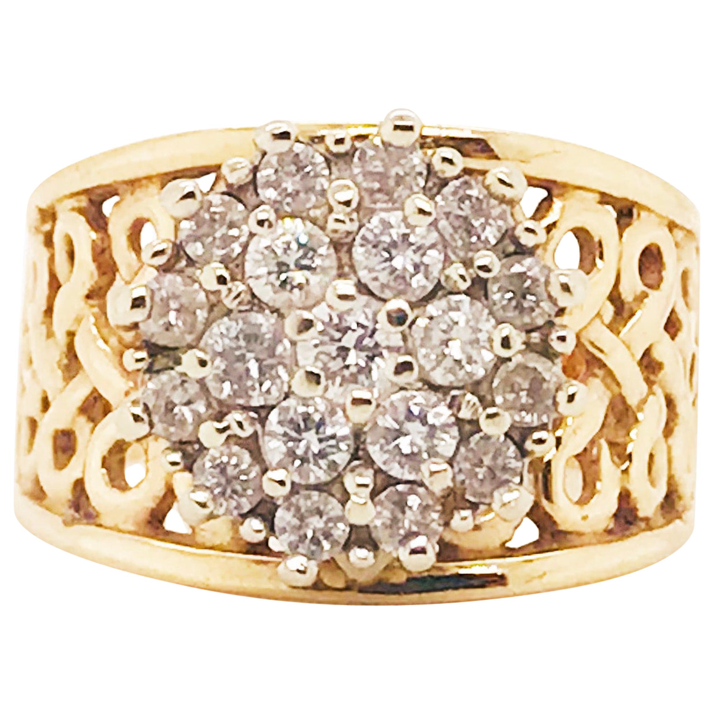 1/2 Karat Diamant-Cluster-Verlobungsring aus 14 Karat Gold mit filigranem Truglo-Design