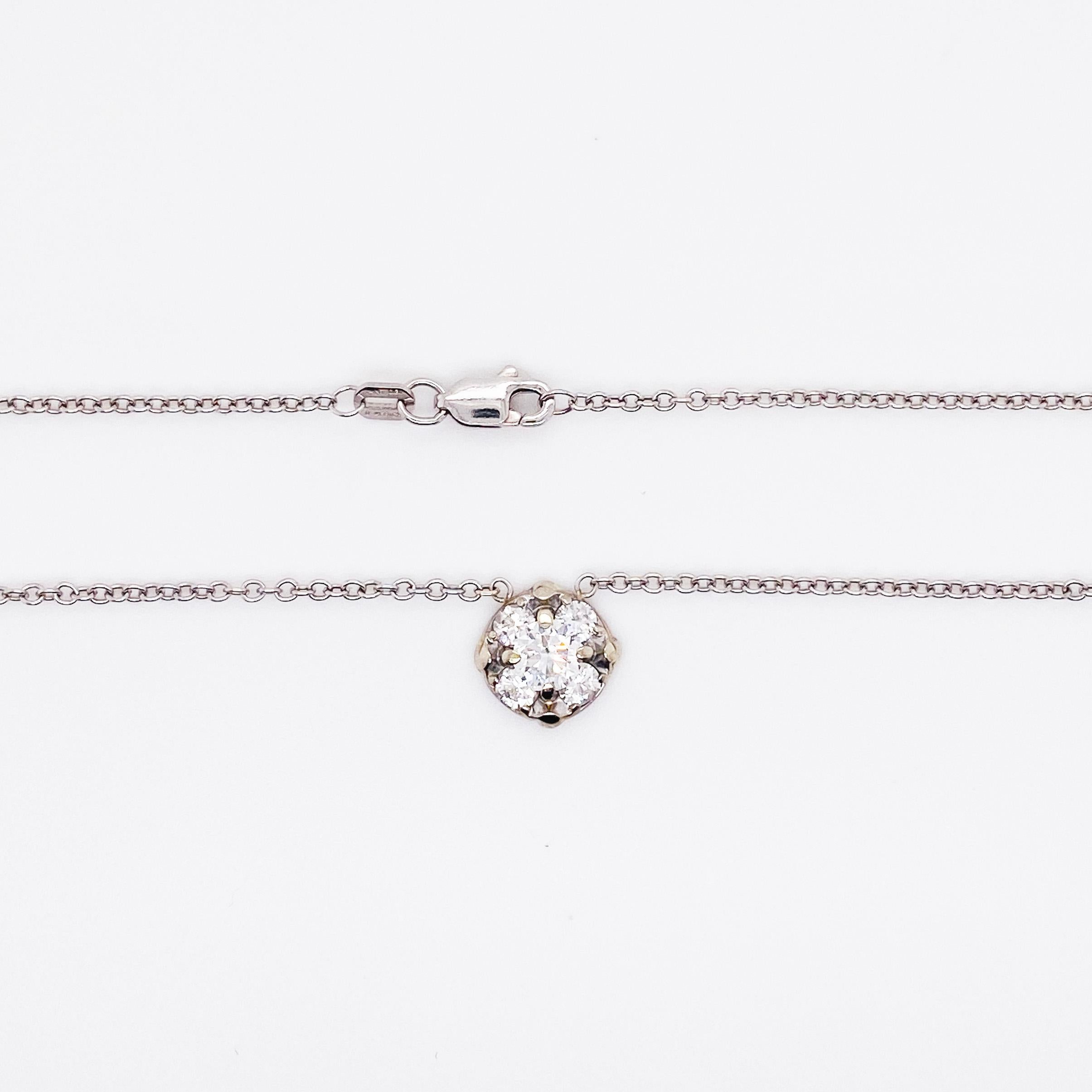 diamond cluster necklace white gold