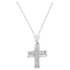1/2 Carat Diamond Cross Pendant 14k White Gold