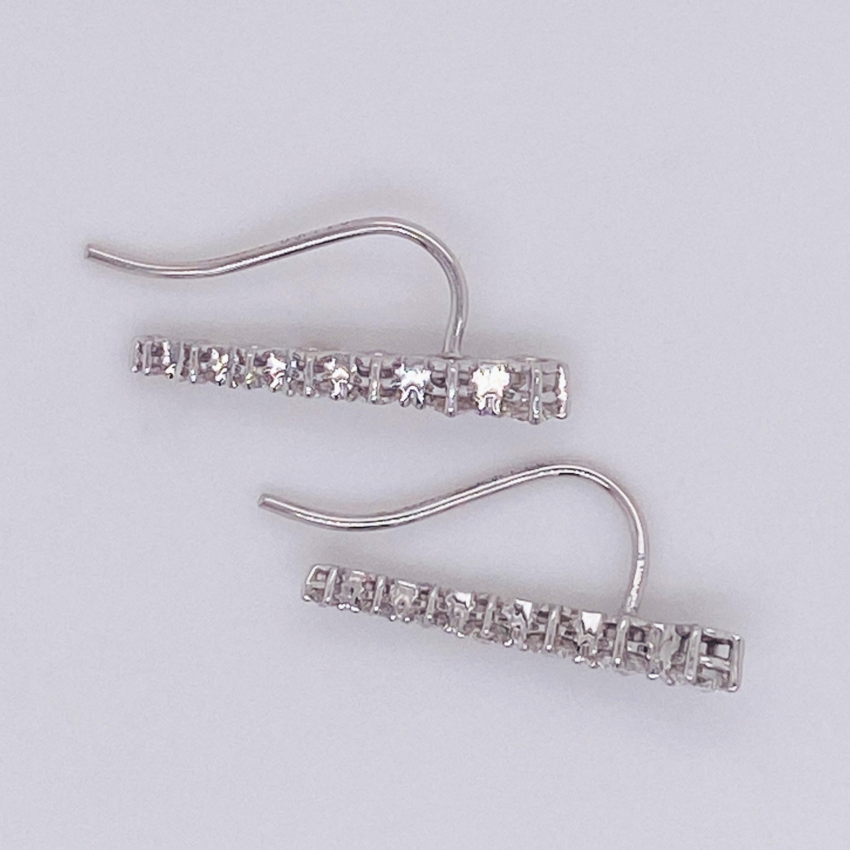 Graduated Ear Climbers 14K White Gold 0.50 Carat Diamonds Half-Carat EG13180W In New Condition For Sale In Austin, TX