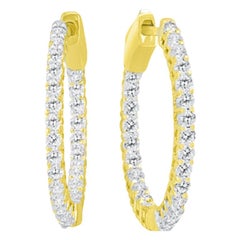 1/2 Carat Diamond Hoop Earrings in 14 Karat Yellow Gold