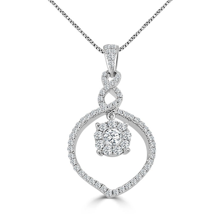 1/2 Carat Diamond Pendant with Chain For Sale at 1stDibs