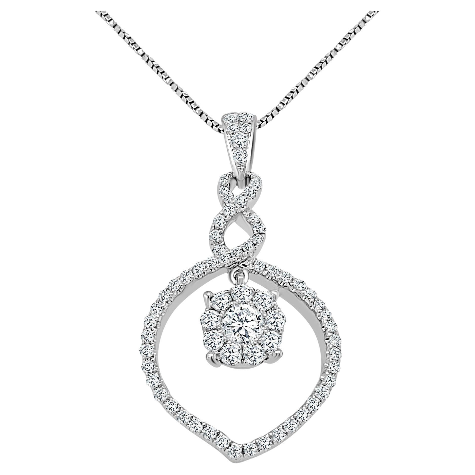 1/2 Carat Diamond Pendant with Chain For Sale