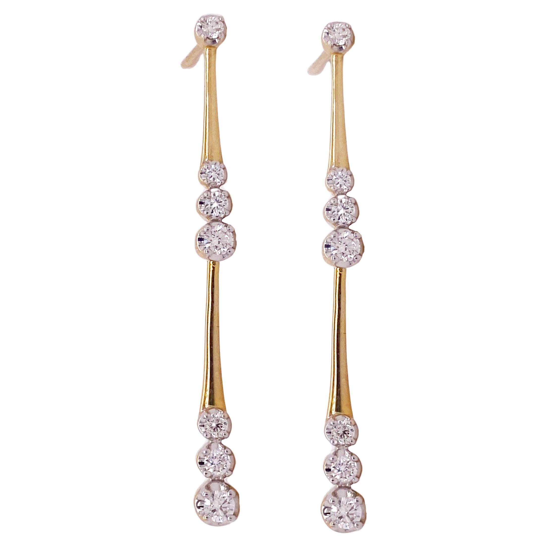 Boucles d'oreilles pendantes en or 14 carats avec diamants de 1/2 carat (1,75 pouce) EG14828Y45JJ LV