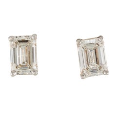 1/2 Carat Emerald Diamond Studs in 14k Gold