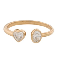 1/2 Carat Heart & Oval Cut Diamond Bezel Twin Ring