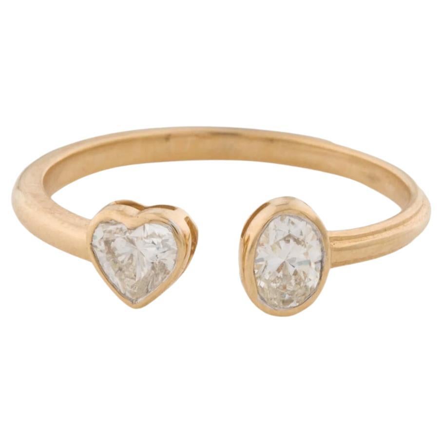 1/2 Carat Heart & Oval Cut Diamond Bezel Twin Ring For Sale