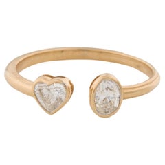 1/2 Karat Herz & Oval Cut Diamant Lünette Twin Ring