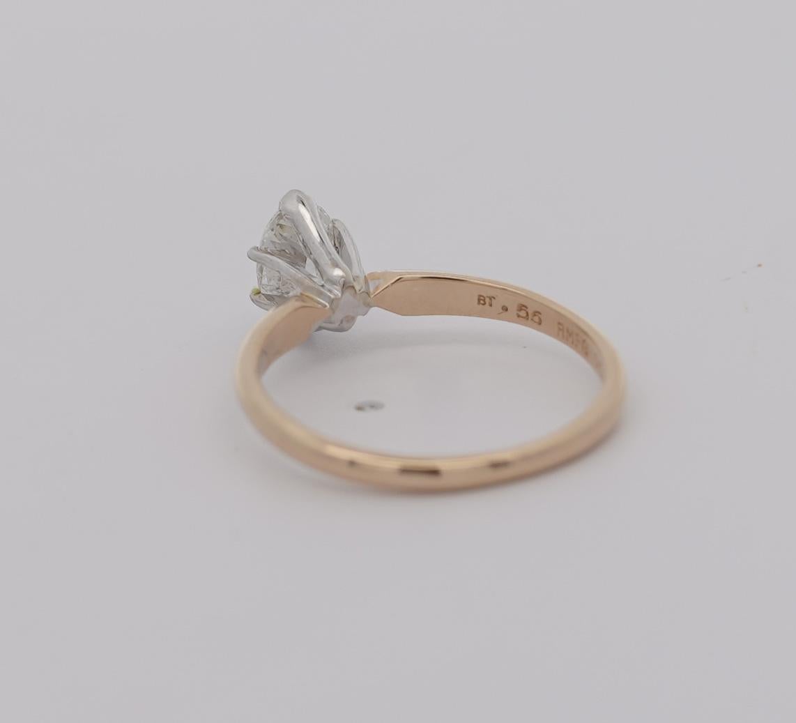Modern 1/2 Carat Marquise Diamond Solitaire 2-tone 14K Gold Ring For Sale