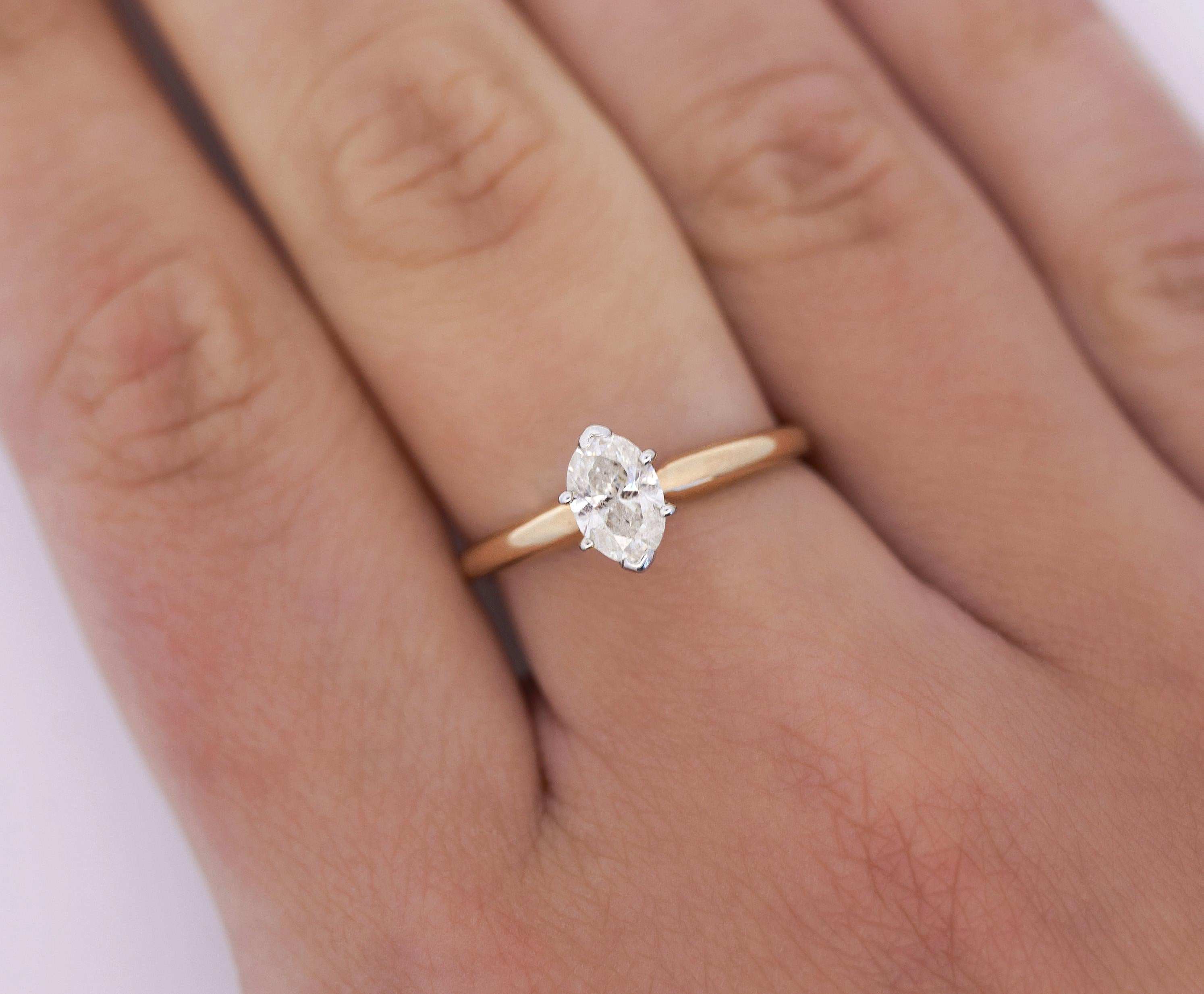 Marquise Cut 1/2 Carat Marquise Diamond Solitaire 2-tone 14K Gold Ring For Sale