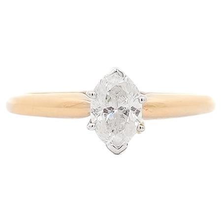1/2 Carat Marquise Diamond Solitaire 2-tone 14K Gold Ring