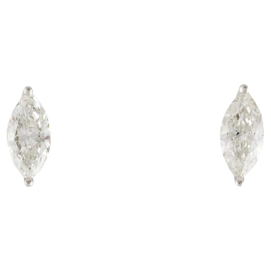 1/2 Carat Marquise Diamond Studs in 14k Gold For Sale