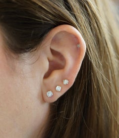 1/2 Carat Natural Diamond 4-Prong Basket Stud Earrings In 14K White Gold