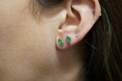 1/2 Carat Natural Emerald Marquise Cut 8MM Stud Earrings in 14K Yellow Gold
