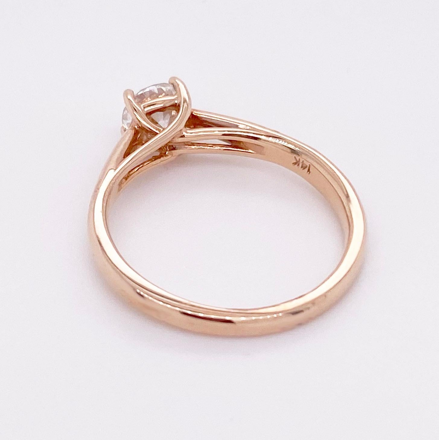 Modern 1/2 Carat Old European Cut Diamond Solitaire Engagement Ring, Rose Gold For Sale