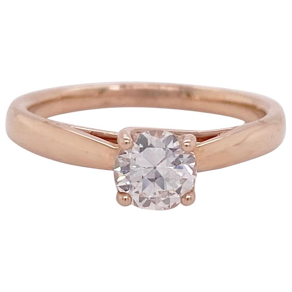 1/2 Carat Old European Cut Diamond Solitaire Engagement Ring, Rose Gold