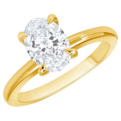 1/2 Carat Oval Cut Natural Diamond Solitaire Ring H/SI2
