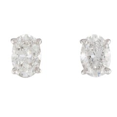 1/2 Carat Oval Diamond Studs in 14k Gold