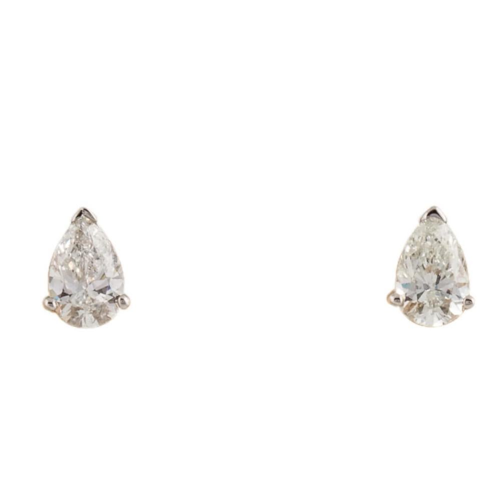 1/2 Carat Pear Diamond Studs in 14k Gold In New Condition For Sale In Rutherford, NJ