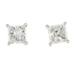 1/2 Carat Princess Diamond Studs in 14k Gold