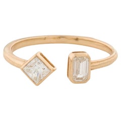 1/2 Carat Princess & Emerald Cut Diamond Bezel Twin Ring
