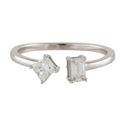 1/2 Carat Princess & Emerald Cut Diamond Twin Ring in 14k Gold